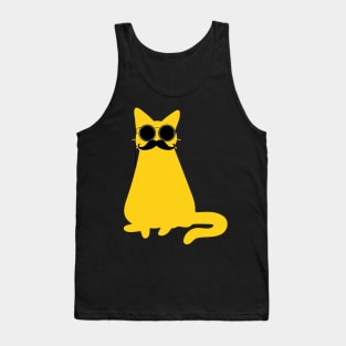 funny yellow cat with a big mustache and sunglasses Tank Top